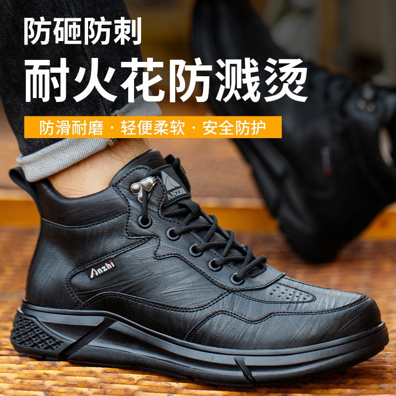An To Safety Shoes Black Non-Slip Wear-Resistant Steel Toe Wrap Anti-Smashing Anti-Puncture Safety Shoes - Image 3